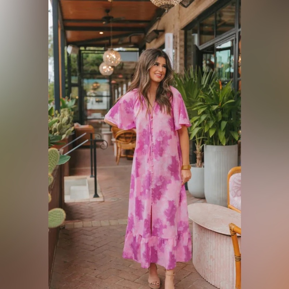 BuddyLove tullah caftan maxi dress pink size small